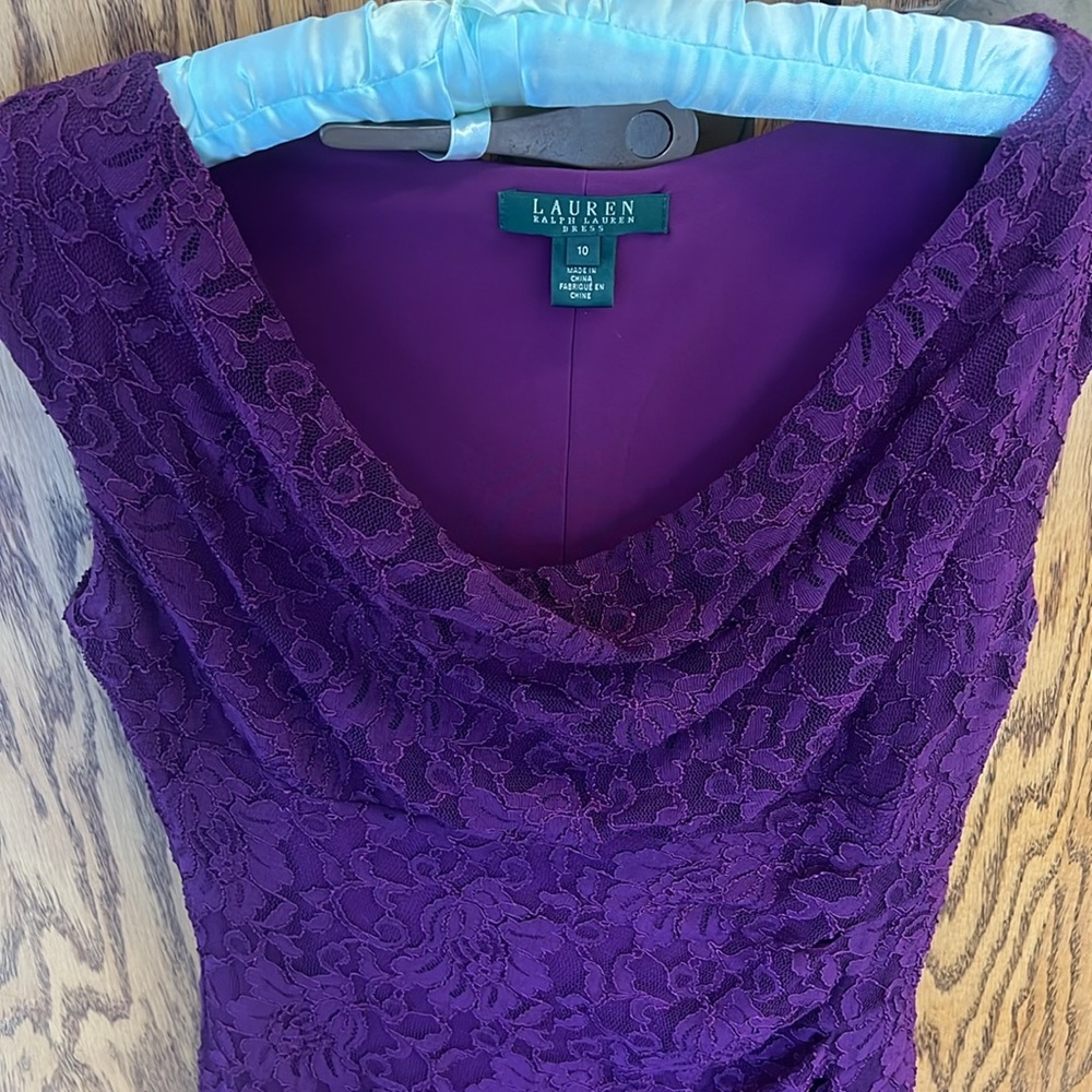 LAUREN RALPH LAUREN DRESS PURPLE LACE SIZE 10 - Picture 2 of 4